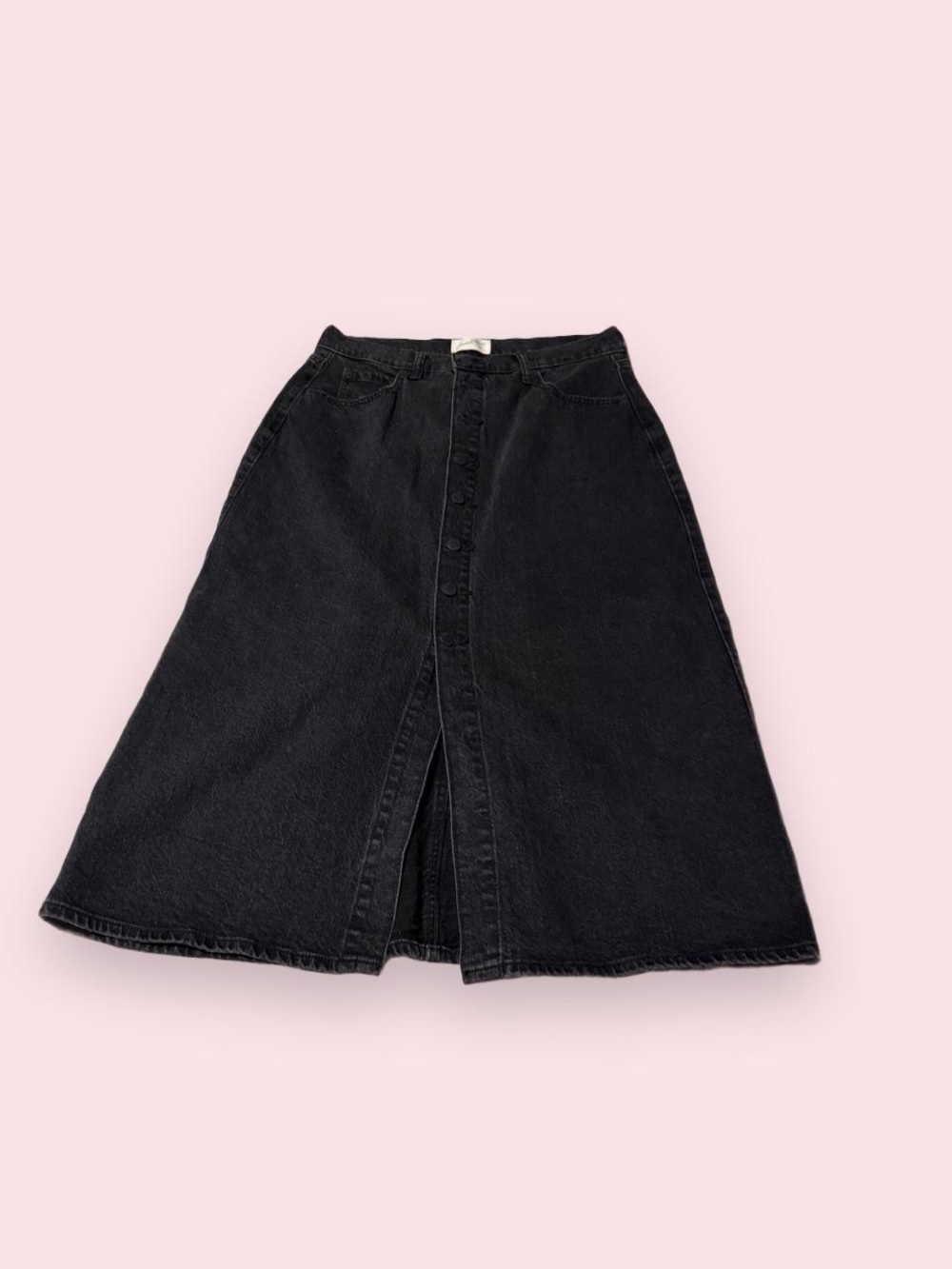 Universal Thread Black Button-Front Midi A-Line Skirt